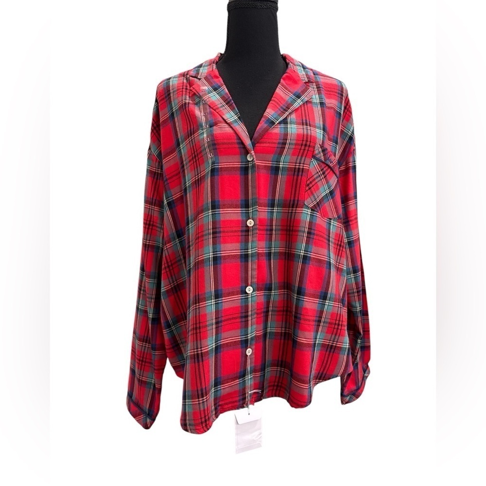 Victoria’s Secret Red Pajama Womens Long Sleeve Plaid Size XLarge